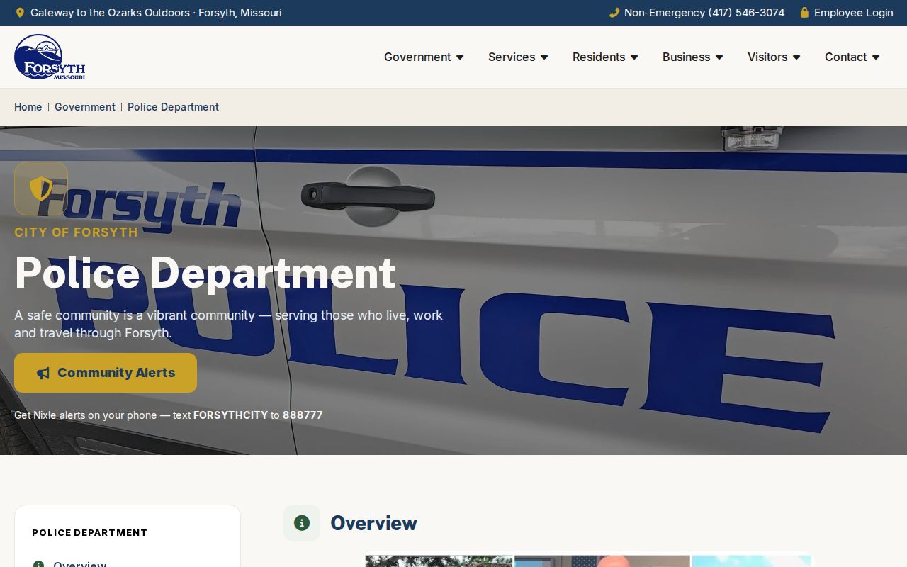 Official Forsyth Police Department page with records and contact details